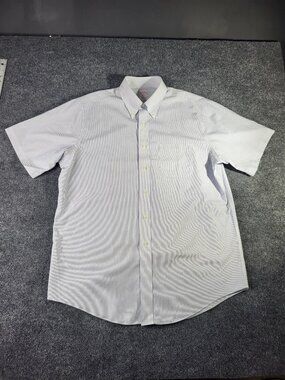 Brooks Brothers Mens Shirt 16.5 Cotton Blue Striped Button Down #346 Short Slv